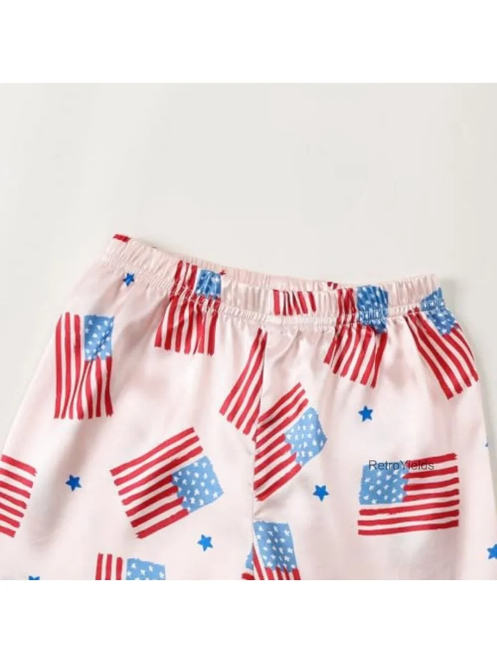 Kids 4th of July Pajama Set Button Top Shorts Sleepwear